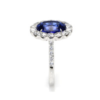 3.86 Ct. Tanzanite Natural Diamond Pave Ring, 18K White Gold Image