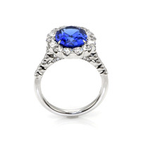 3.86 Ct. Tanzanite Natural Diamond Pave Ring, 18K White Gold Image