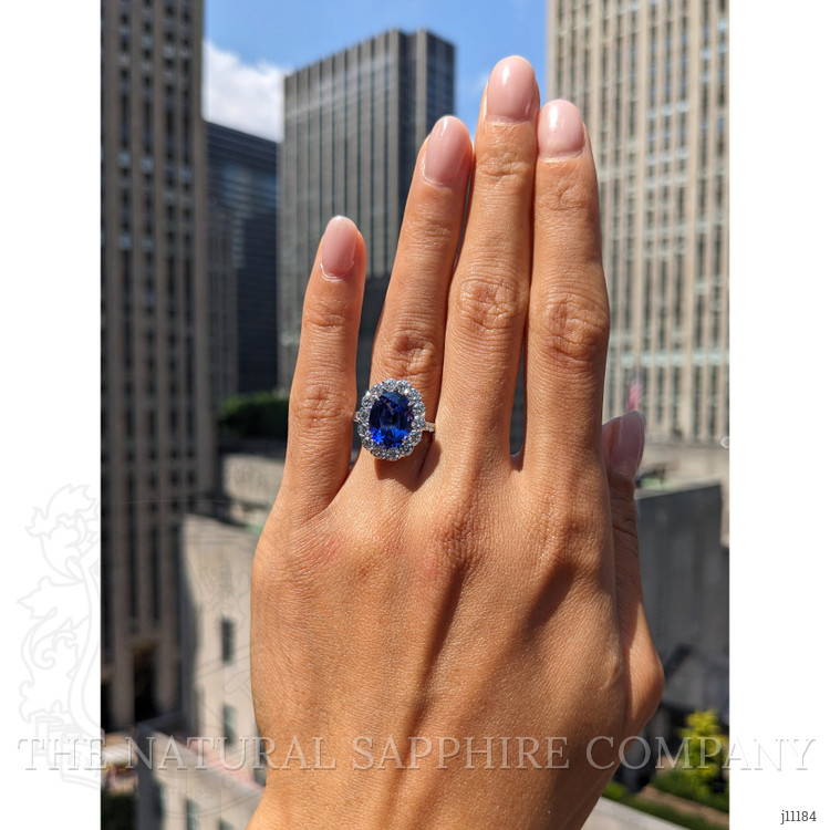 3.86 Ct. Tanzanite Natural Diamond Pave Ring, 18K White Gold