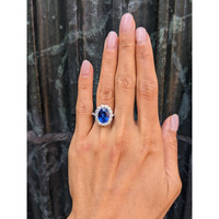 3.86 Ct. Tanzanite Natural Diamond Pave Ring, 18K White Gold Life Style