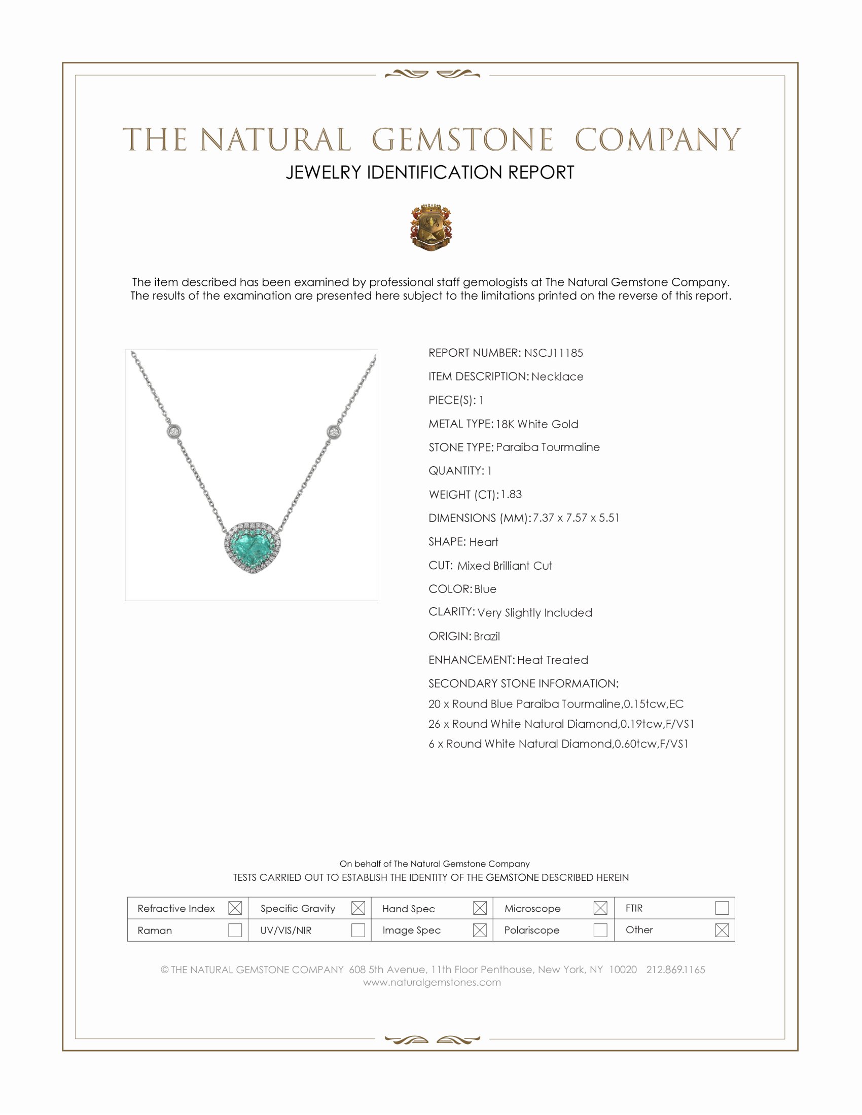 1.83 Ct. Blue Paraiba Tourmaline and Natural Diamond Pave Necklace, 18K White Gold