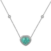 1.83 Ct. Paraiba Tourmaline Natural Diamond Pave Necklace, 18K White Gold Video