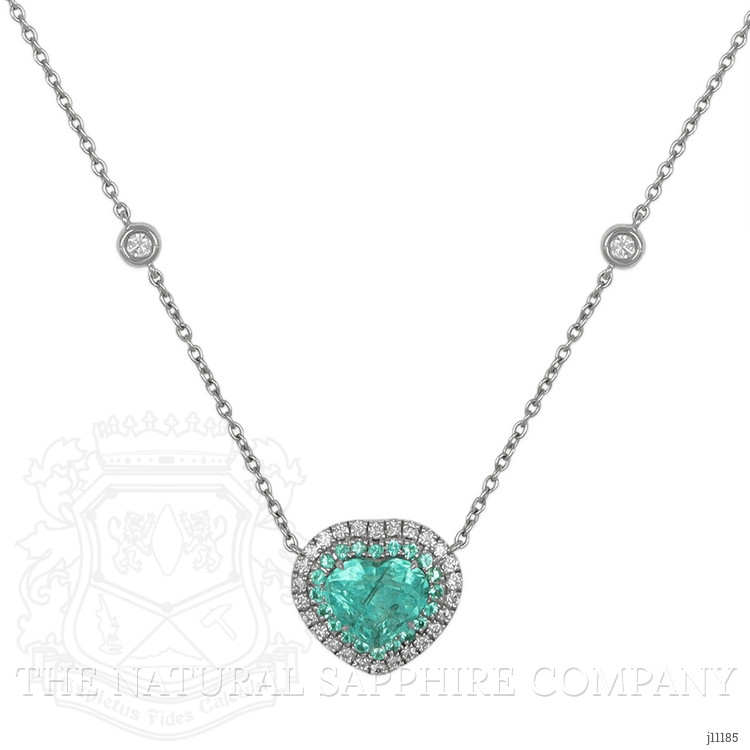 1.83 Ct. Paraiba Tourmaline Natural Diamond Pave Necklace, 18K White Gold
