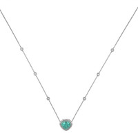 1.83 Ct. Paraiba Tourmaline Natural Diamond Pave Necklace, 18K White Gold Image