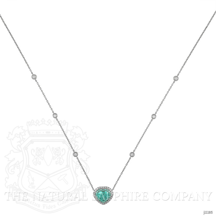 1.83 Ct. Paraiba Tourmaline Natural Diamond Pave Necklace, 18K White Gold