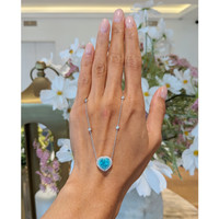 1.83 Ct. Paraiba Tourmaline Natural Diamond Pave Necklace, 18K White Gold Life Style