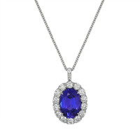 4.95 Ct. Tanzanite Natural Diamond Pave Pendant, 18K White Gold Video
