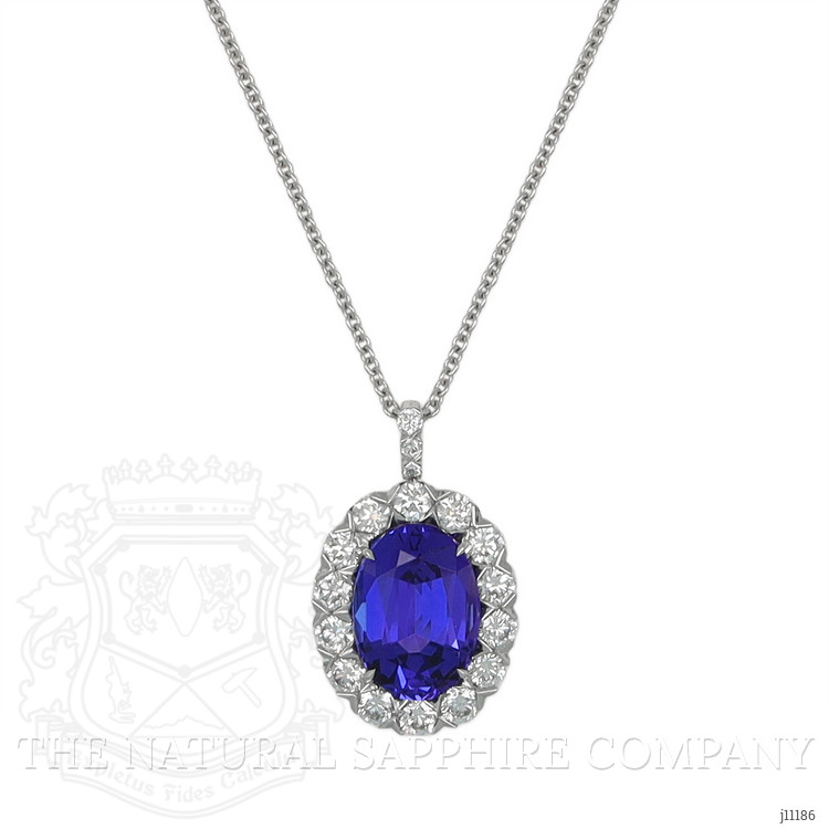 4.95 Ct. Tanzanite Natural Diamond Pave Pendant, 18K White Gold