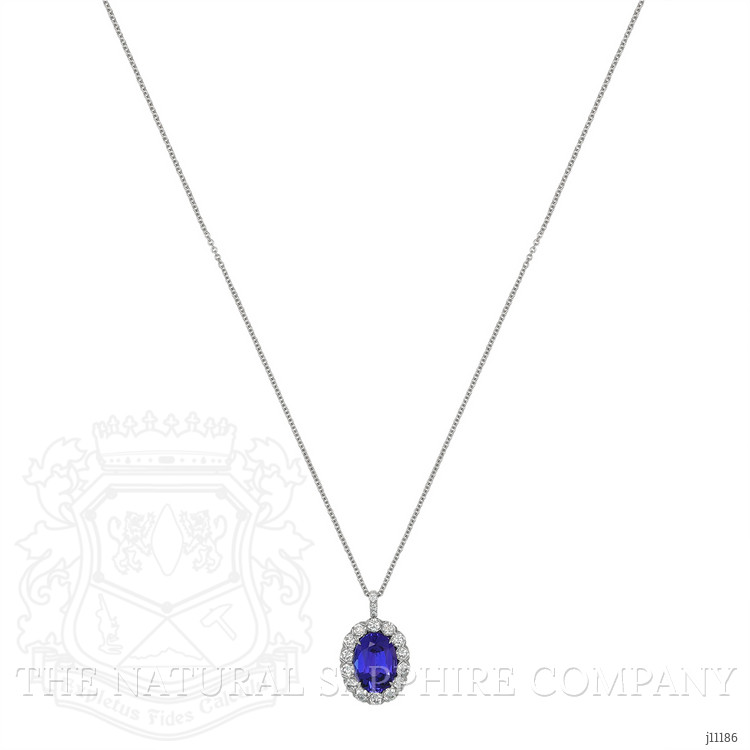 4.95 Ct. Tanzanite Natural Diamond Pave Pendant, 18K White Gold