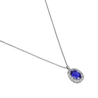 4.95 Ct. Tanzanite Natural Diamond Pave Pendant, 18K White Gold Image