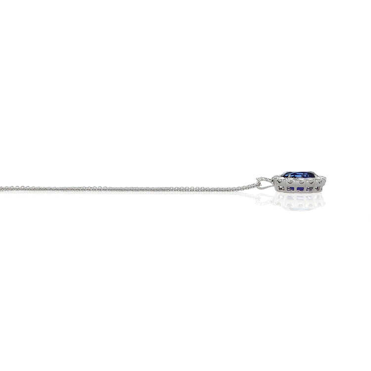 4.95 Ct. Tanzanite Natural Diamond Pave Pendant, 18K White Gold