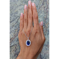 4.95 Ct. Tanzanite Natural Diamond Pave Pendant, 18K White Gold Life Style
