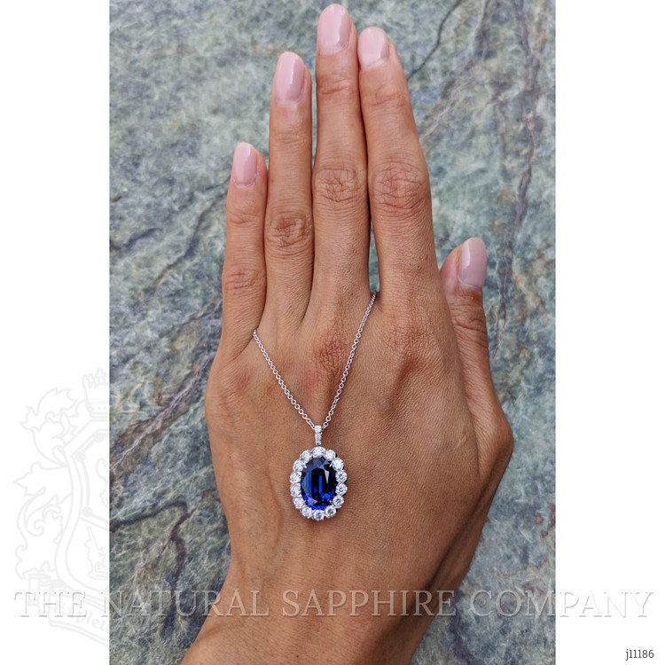 4.95 Ct. Tanzanite Natural Diamond Pave Pendant, 18K White Gold