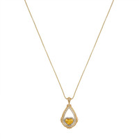 2.51 Ct. Yellow Sapphire and Natural Diamond Antique Style Pendant, 18K White & Yellow Image