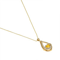 2.51 Ct. Yellow Sapphire and Natural Diamond Antique Style Pendant, 18K White & Yellow Image