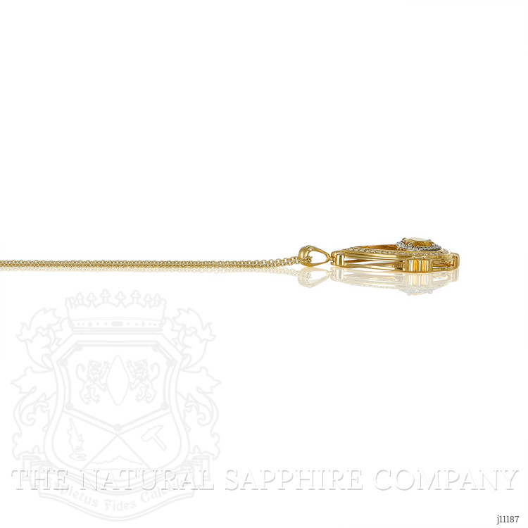2.51 Ct. Yellow Sapphire and Natural Diamond Antique Style Pendant, 18K White & Yellow