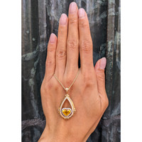 2.51 Ct. Yellow Sapphire and Natural Diamond Antique Style Pendant, 18K White & Yellow Life Style