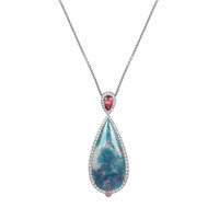 14.60 Ct. Tourmaline Natural Diamond Pave Pendant, 18K White Gold Video