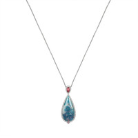 14.60 Ct. Tourmaline Natural Diamond Pave Pendant, 18K White Gold Image