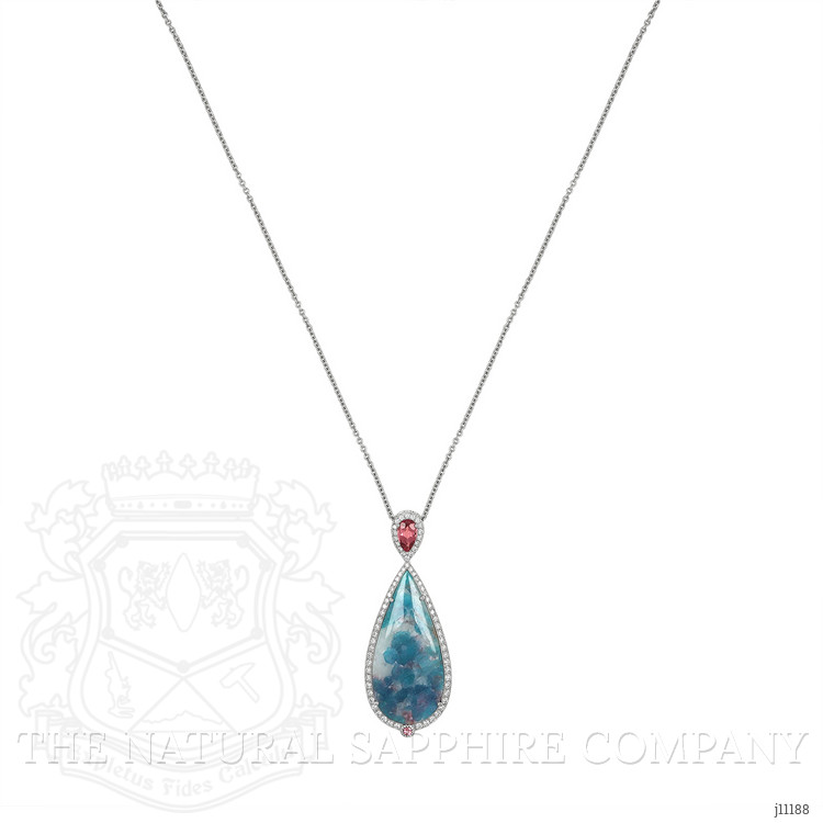 14.60 Ct. Tourmaline Natural Diamond Pave Pendant, 18K White Gold