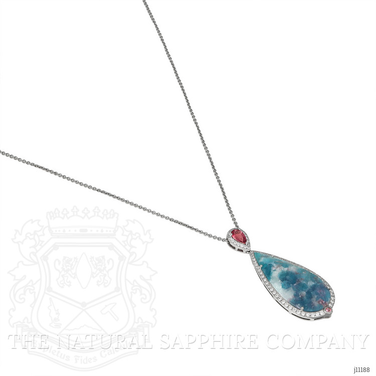 14.60 Ct. Tourmaline Natural Diamond Pave Pendant, 18K White Gold