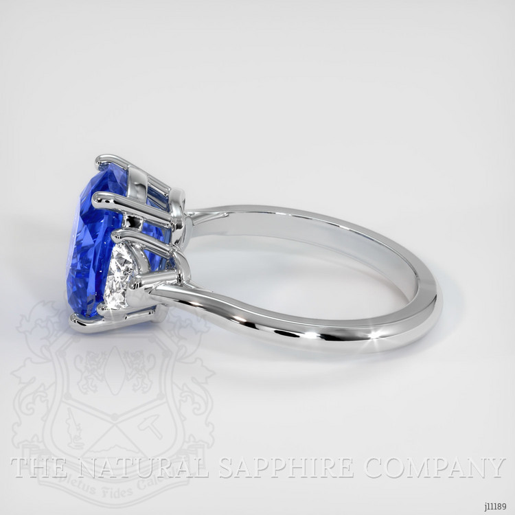 3.07 Ct. Blue Sapphire and Natural Diamond Three Stone Ring, Platinum 950
