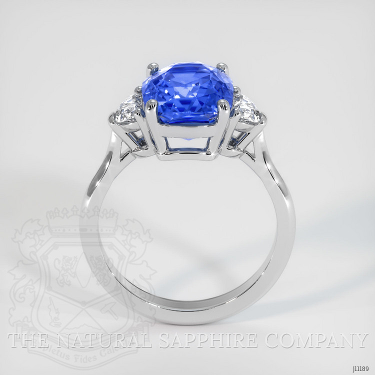3.07 Ct. Blue Sapphire and Natural Diamond Three Stone Ring, Platinum 950