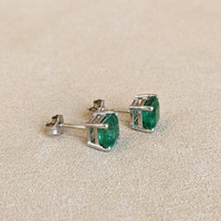 2.60 Ct.Tw. Emerald Studs Earrings, 14K White Gold Image