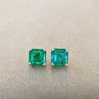 2.60 Ct.Tw. Emerald Studs Earrings, 14K White Gold Image