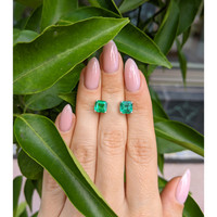 2.60 Ct.Tw. Emerald Studs Earrings, 14K White Gold Life Style