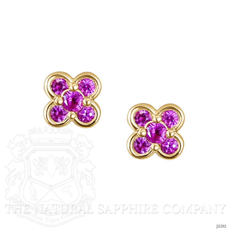 0.32 Ct.Tw. Pink Sapphire Studs Earrings, 14K Yellow Gold