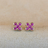 0.32&nbsp;Ct.Tw.Total Carat Weight Pink Sapphire Studs Earrings, 14K Yellow Gold Image
