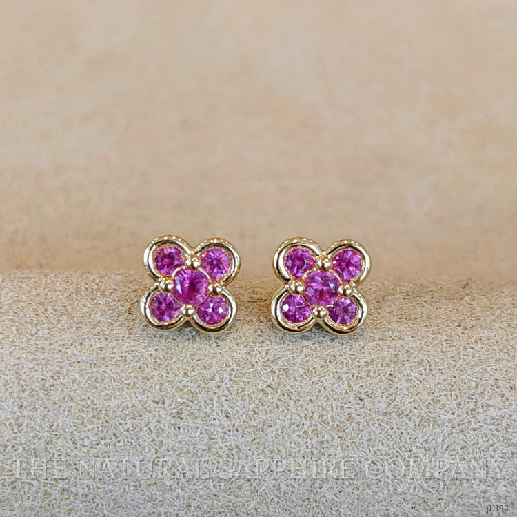 0.32 Ct.Tw. Pink Sapphire Studs Earrings, 14K Yellow Gold