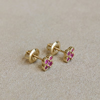 0.32&nbsp;Ct.Tw.Total Carat Weight Pink Sapphire Studs Earrings, 14K Yellow Gold Image