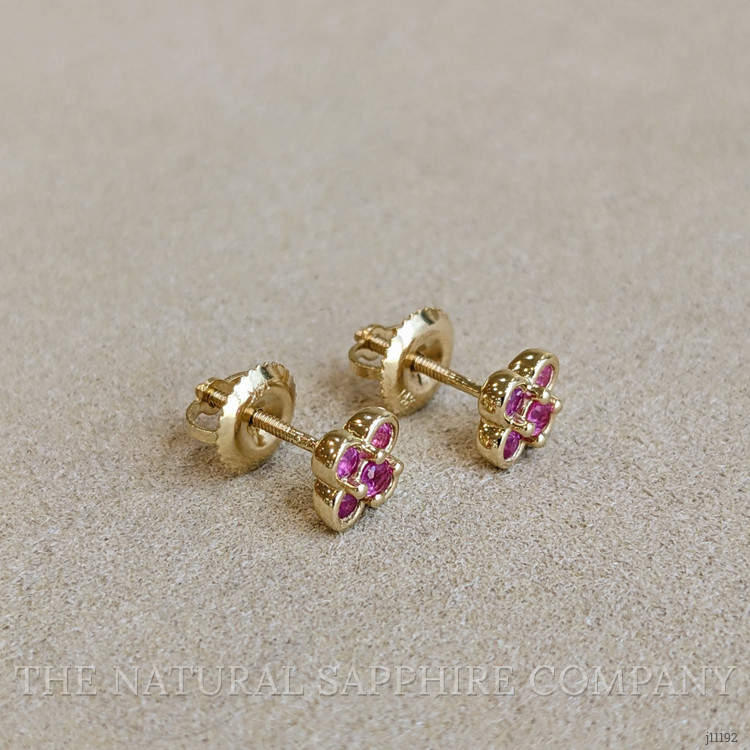 0.32 Ct.Tw. Pink Sapphire Studs Earrings, 14K Yellow Gold