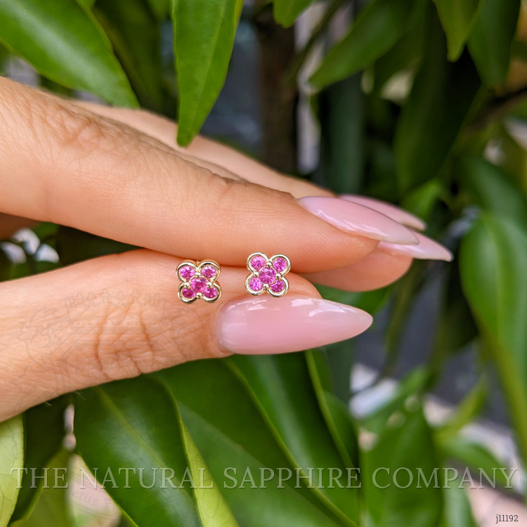 0.32 Ct.Tw. Pink Sapphire Studs Earrings, 14K Yellow Gold