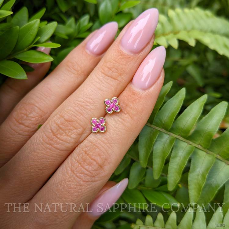 0.32 Ct.Tw. Pink Sapphire Studs Earrings, 14K Yellow Gold
