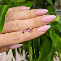 0.32&nbsp;Ct.Tw.Total Carat Weight Pink Sapphire Studs Earrings, 14K Yellow Gold Life Style