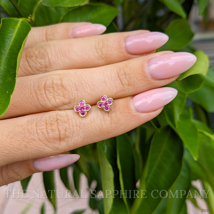 0.32 Ct.Tw. Pink Sapphire Studs Earrings, 14K Yellow Gold
