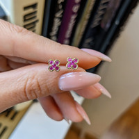 0.32&nbsp;Ct.Tw.Total Carat Weight Pink Sapphire Studs Earrings, 14K Yellow Gold Life Style