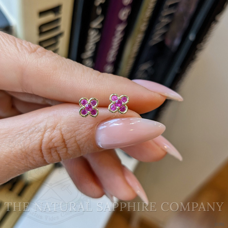 0.32 Ct.Tw. Pink Sapphire Studs Earrings, 14K Yellow Gold