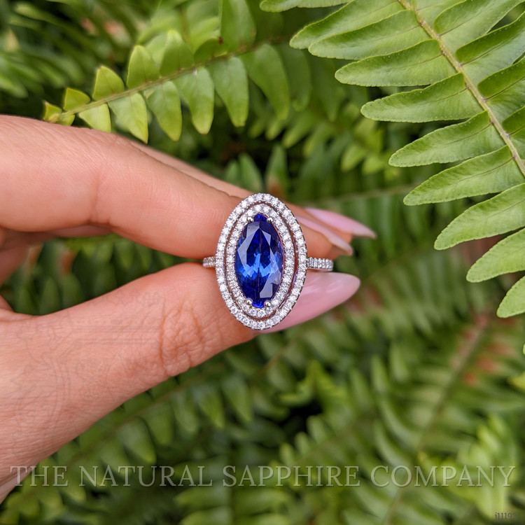 4.01 Ct. Tanzanite Natural Diamond Pave Ring, 14K White Gold