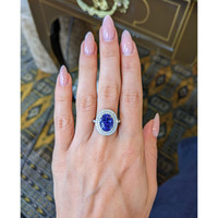 5.08 Ct. Violet Tanzanite and Natural Diamond Pave Ring, 14K White Gold Life Style