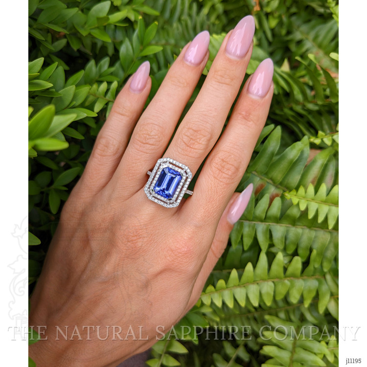 4.50 Ct. Tanzanite Natural Diamond Pave Ring, 14K White Gold