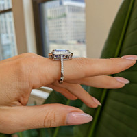 4.50 Ct. Tanzanite Natural Diamond Pave Ring, 14K White Gold Life Style