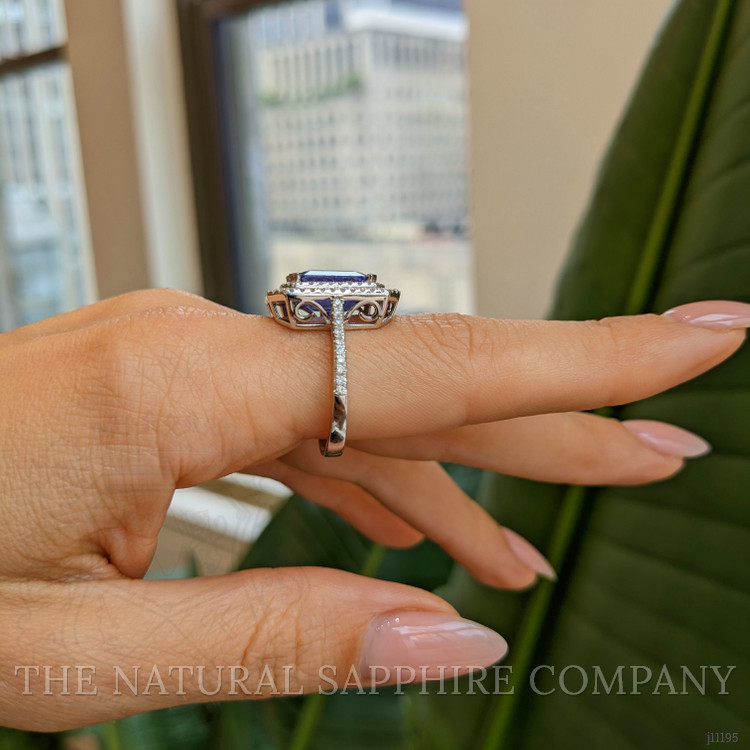 4.50 Ct. Tanzanite Natural Diamond Pave Ring, 14K White Gold