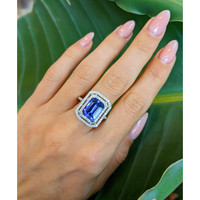 4.50 Ct. Tanzanite Natural Diamond Pave Ring, 14K White Gold Life Style