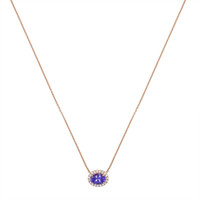 1.35 Ct. Tanzanite Natural Diamond Pave Necklace, 14K Rose Gold Image