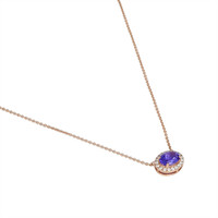 1.35 Ct. Tanzanite Natural Diamond Pave Necklace, 14K Rose Gold Image