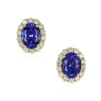 2.71 Ct.Tw. Tanzanite Natural Diamond Studs Earrings, 14K Yellow Gold Video